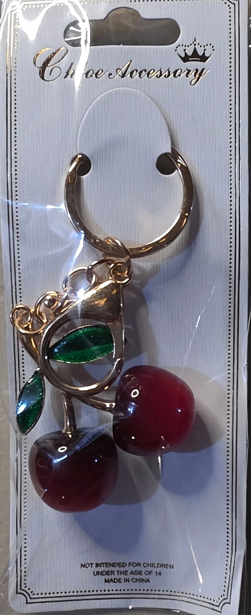 Cherry Charm Keychain – Gold & Silver Finish - Angelique Boutique