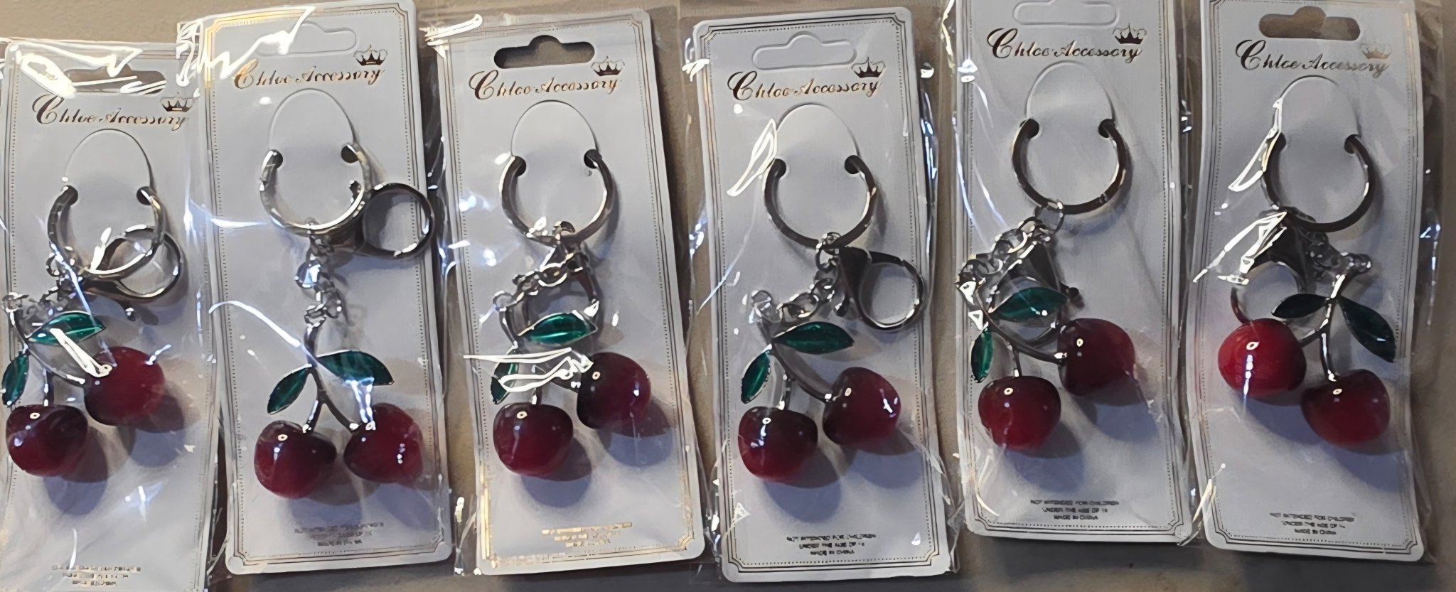 Cherry Charm Keychain – Gold & Silver Finish - Angelique Boutique