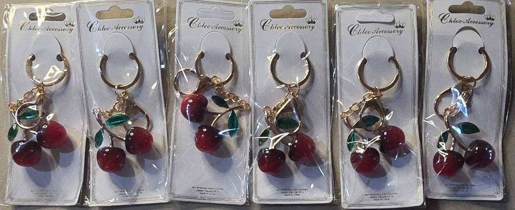 Cherry Charm Keychain – Gold & Silver Finish - Angelique Boutique