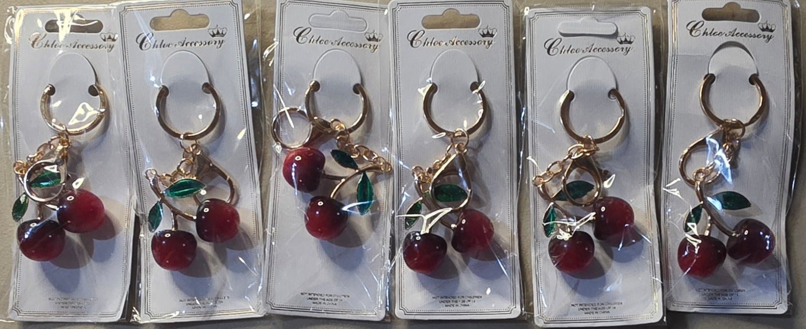 Cherry Charm Keychain – Gold & Silver Finish - Angelique Boutique