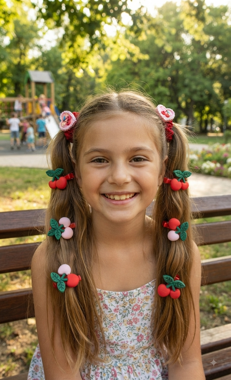 Cherry Hair Accessories Set for Girls – 4 Pieces - Angelique Boutique