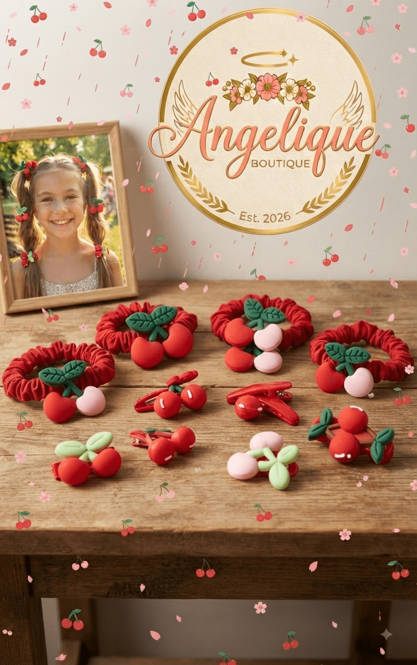 Cherry Hair Accessories Set for Girls – 4 Pieces - Angelique Boutique