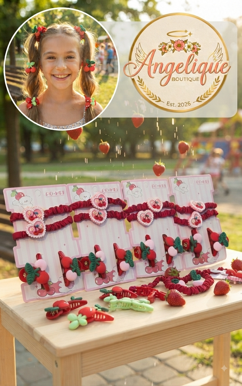 Cherry Hair Accessories Set for Girls – 4 Pieces - Angelique Boutique