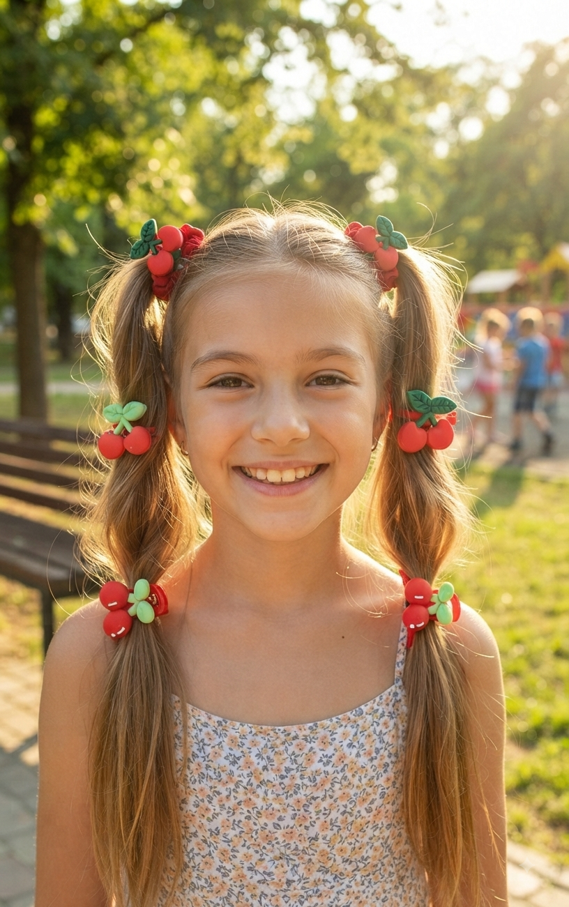 Cherry Hair Accessories Set for Girls – 4 Pieces - Angelique Boutique