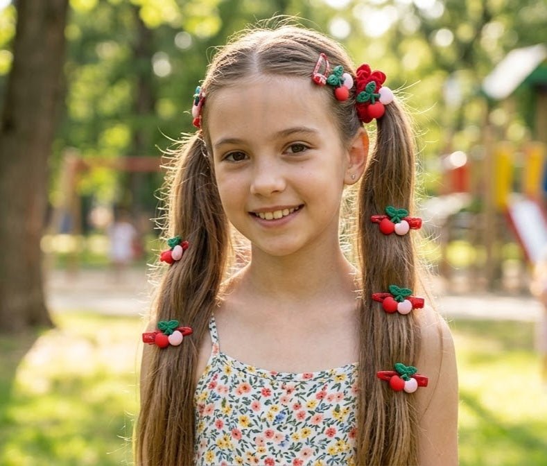 Cherry Hair Accessories Set for Girls – 4 Pieces - Angelique Boutique