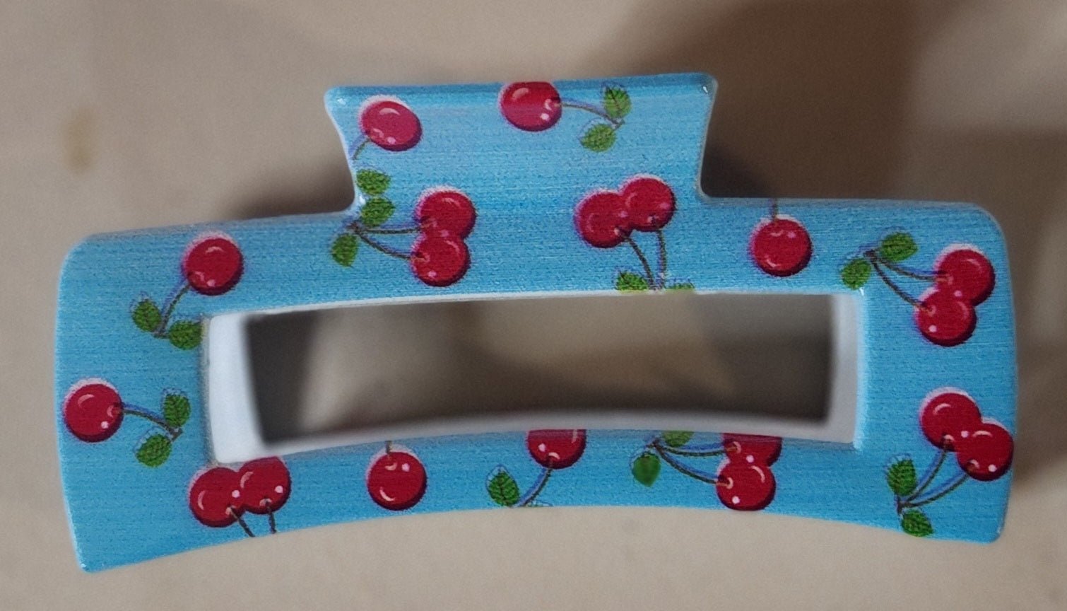 Cherry Print Rectangle Hair Claw Clips – 7 Colors - Angelique Boutique