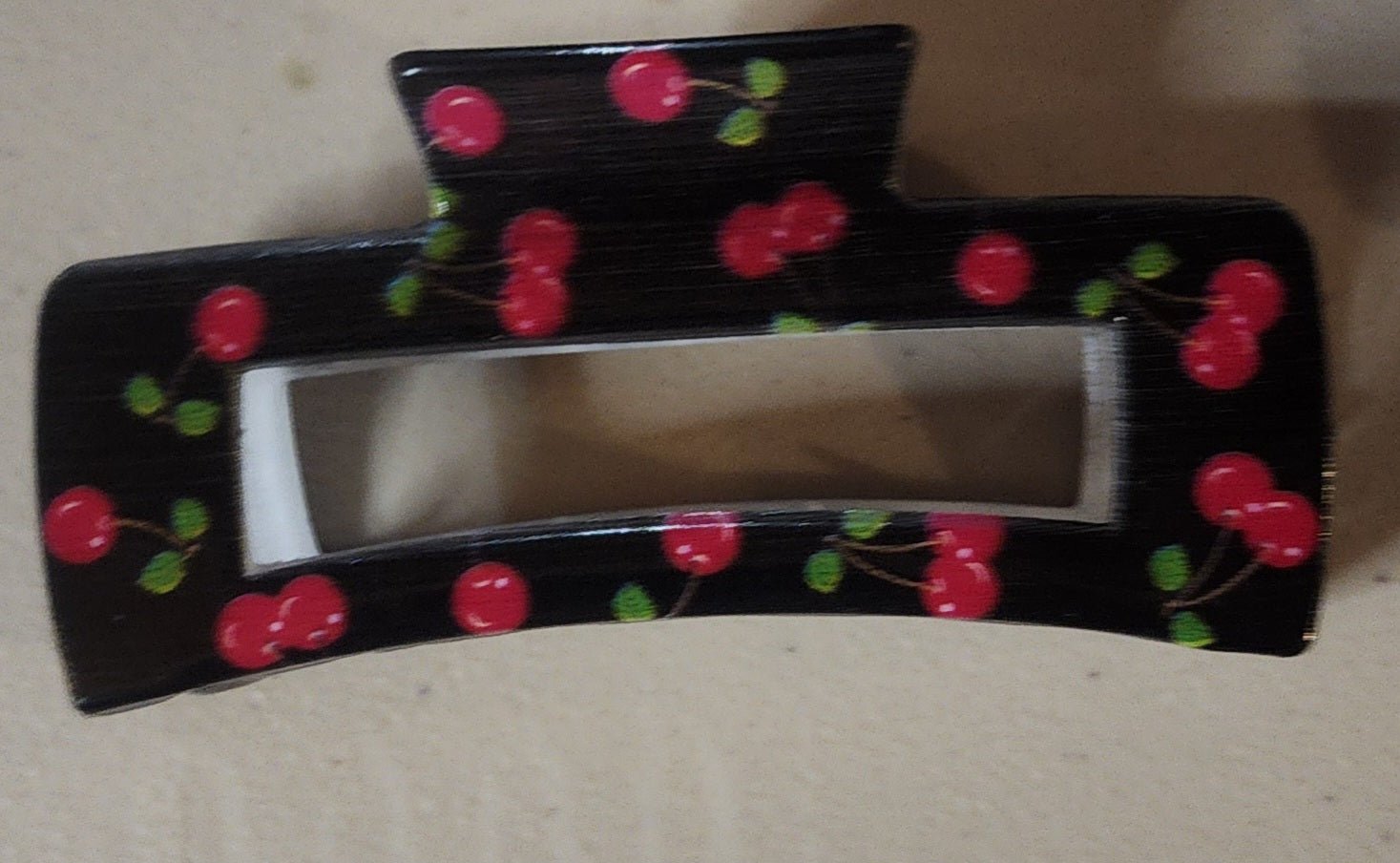 Cherry Print Rectangle Hair Claw Clips – 7 Colors - Angelique Boutique