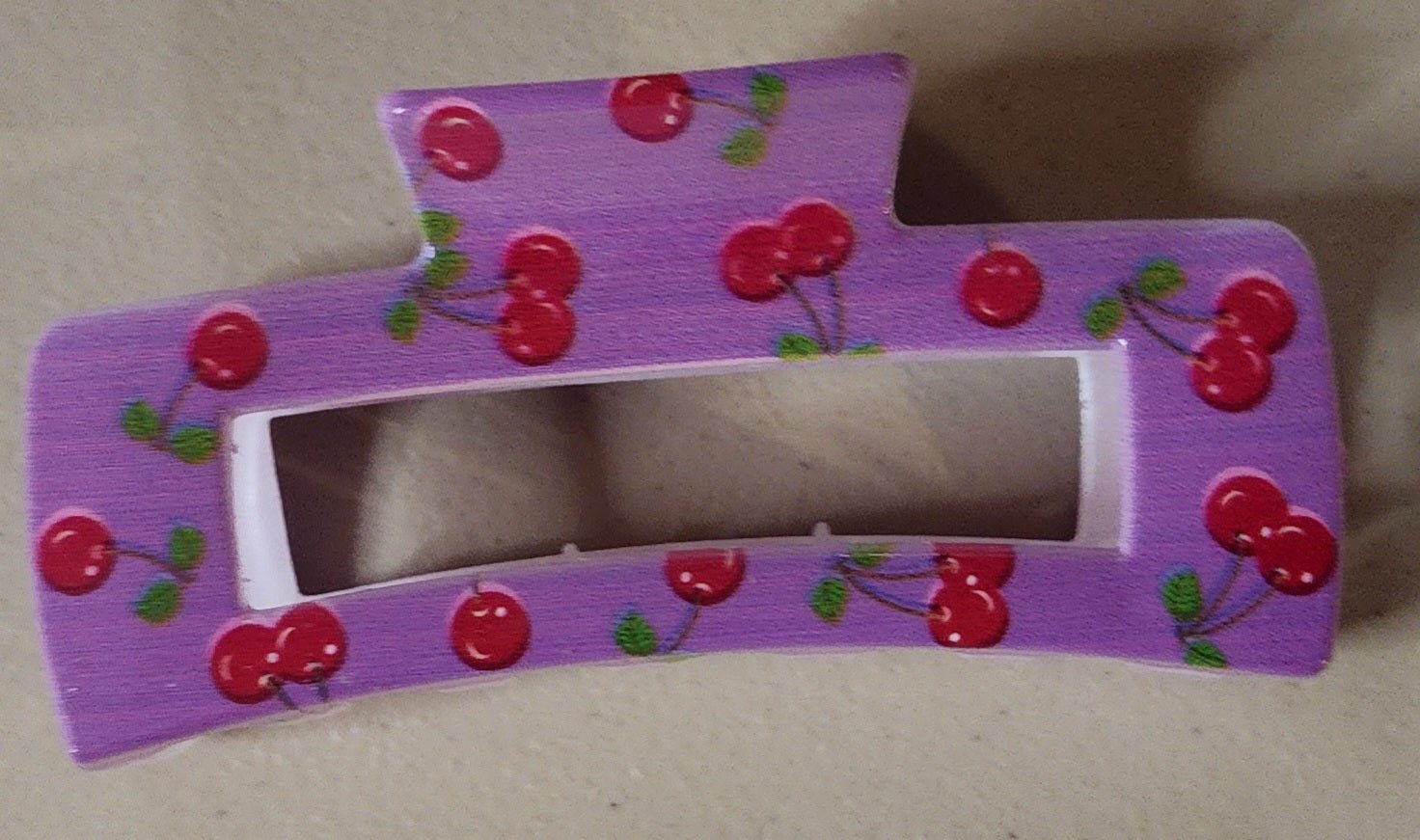Cherry Print Rectangle Hair Claw Clips – 7 Colors - Angelique Boutique