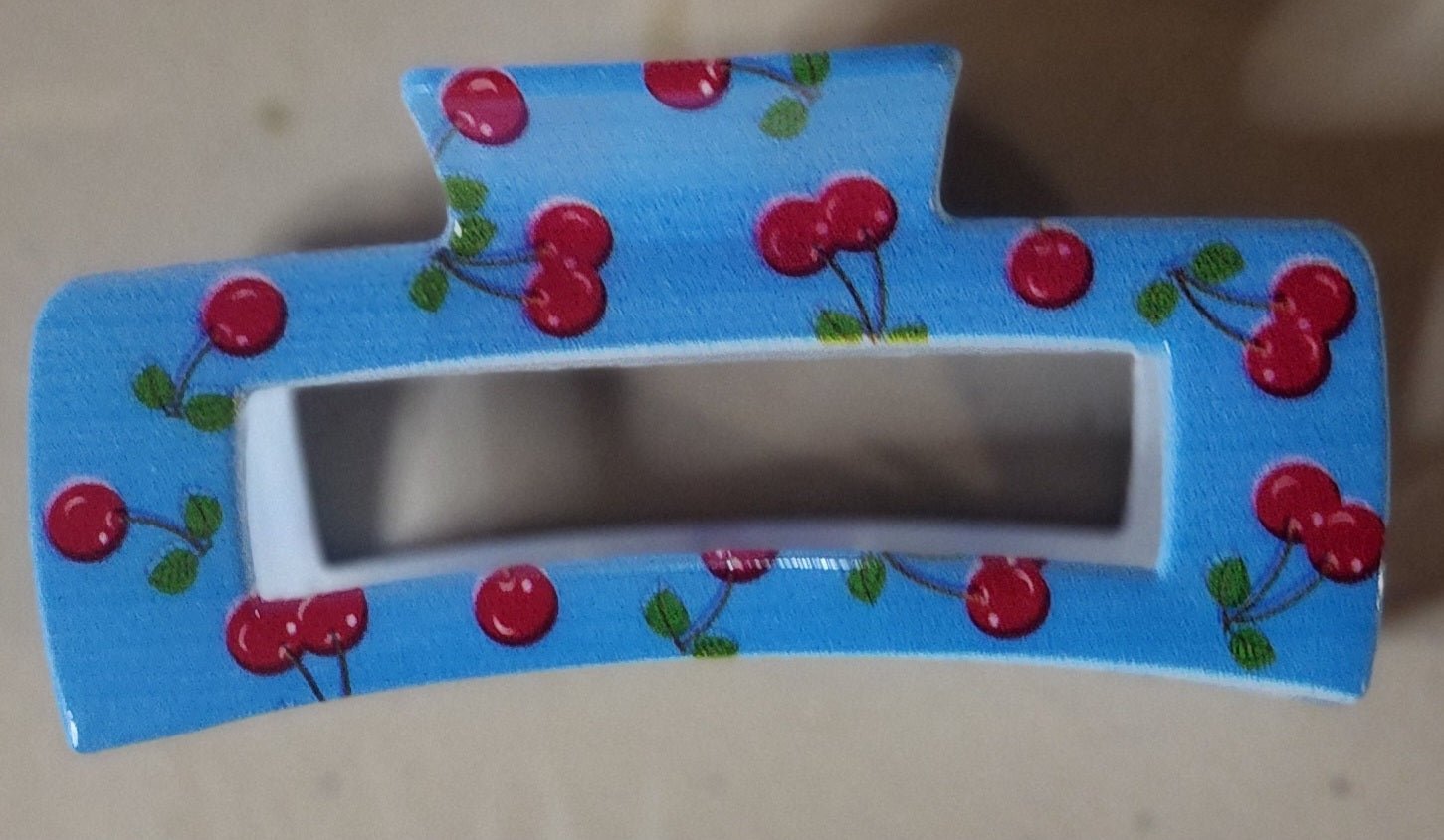 Cherry Print Rectangle Hair Claw Clips – 7 Colors - Angelique Boutique