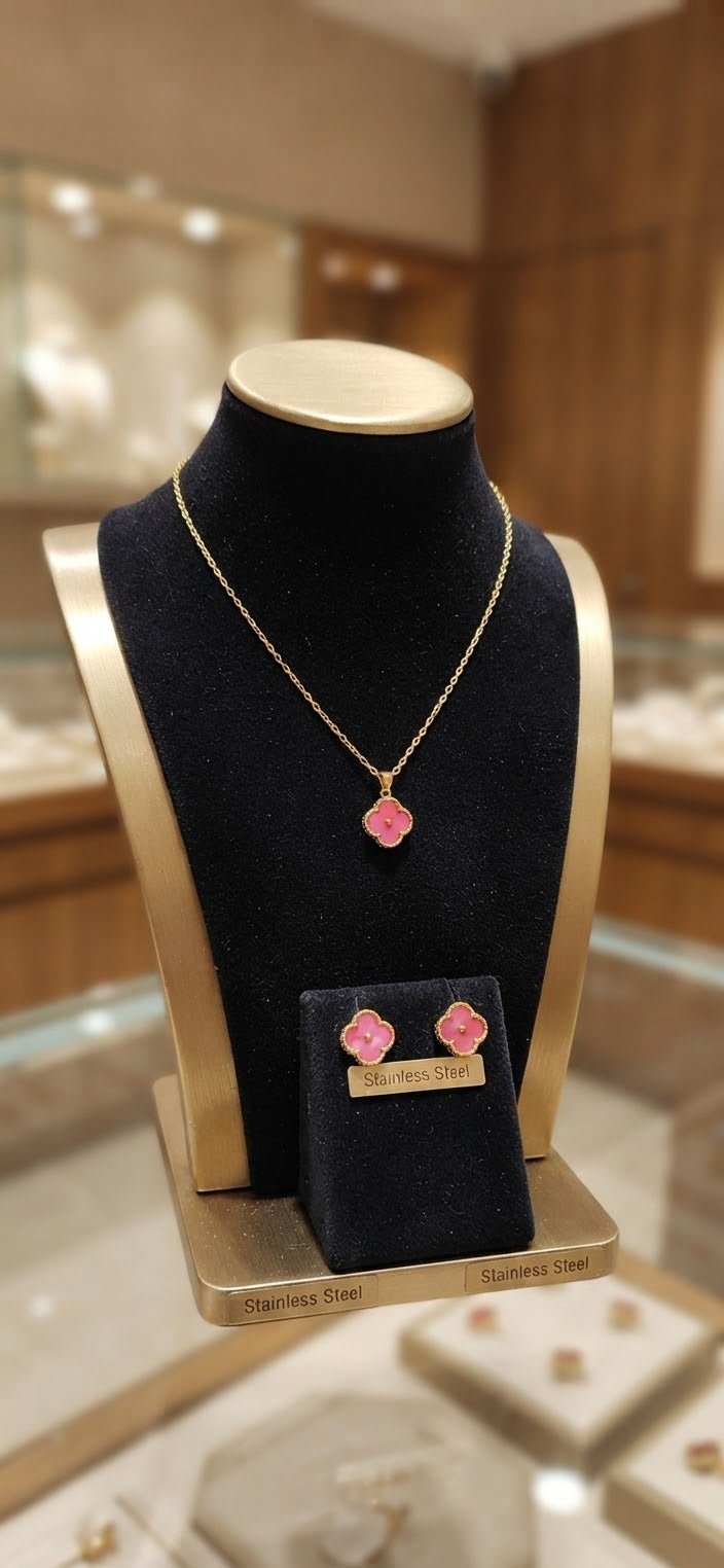 Clover Charm Chain Necklace – Stainless Steel Gold & Silver - Angelique Boutique