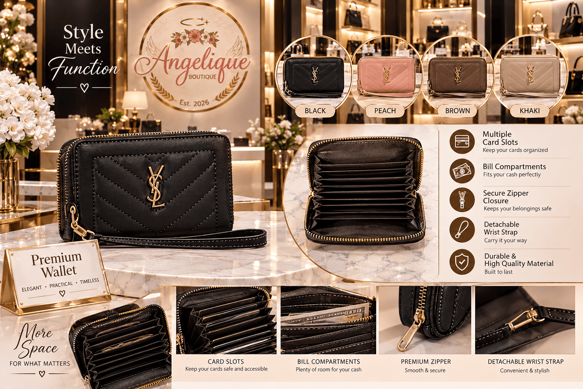 Compact Women's Wallet, Slim Card & Cash Holder - Angelique Boutique