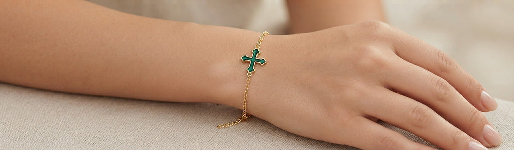 Cross Bracelet Stainless Steel Gold Silver Tone Colored - Angelique Boutique