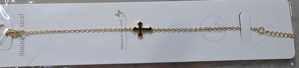 Cross Bracelet Stainless Steel Gold Silver Tone Colored - Angelique Boutique