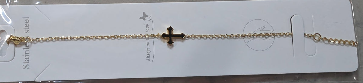 Cross Bracelet Stainless Steel Gold Silver Tone Colored - Angelique Boutique