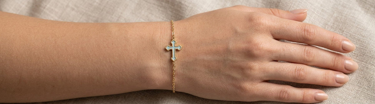 Cross Bracelet Stainless Steel Gold Silver Tone Colored - Angelique Boutique