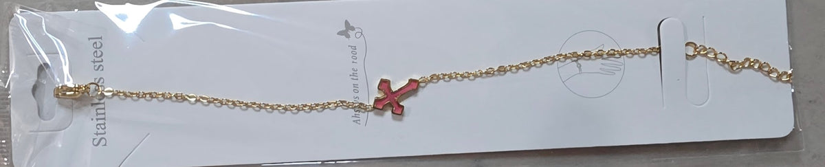 Cross Bracelet Stainless Steel Gold Silver Tone Colored - Angelique Boutique