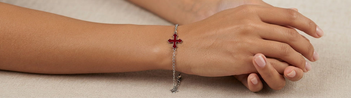 Cross Bracelet Stainless Steel Gold Silver Tone Colored - Angelique Boutique
