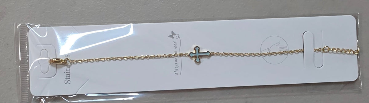 Cross Bracelet Stainless Steel Gold Silver Tone Colored - Angelique Boutique