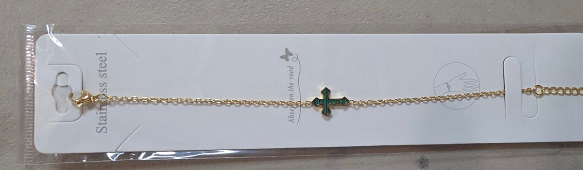 Cross Bracelet Stainless Steel Gold Silver Tone Colored - Angelique Boutique