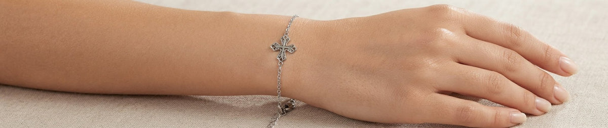 Cross Bracelet Stainless Steel Gold Silver Tone Colored - Angelique Boutique