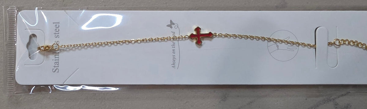 Cross Bracelet Stainless Steel Gold Silver Tone Colored - Angelique Boutique