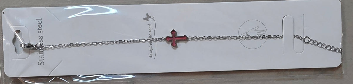 Cross Bracelet Stainless Steel Gold Silver Tone Colored - Angelique Boutique