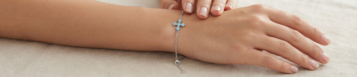 Cross Bracelet Stainless Steel Gold Silver Tone Colored - Angelique Boutique