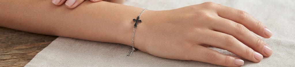 Cross Bracelet Stainless Steel Gold Silver Tone Colored - Angelique Boutique