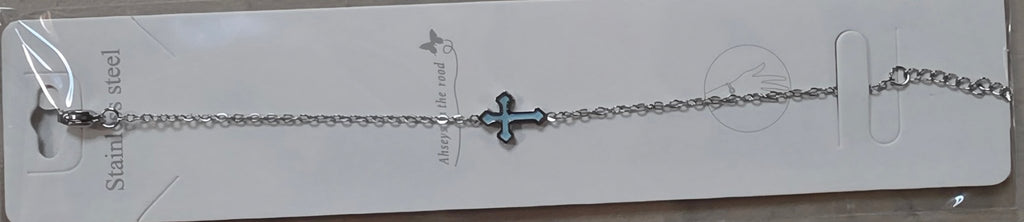 Cross Bracelet Stainless Steel Gold Silver Tone Colored - Angelique Boutique