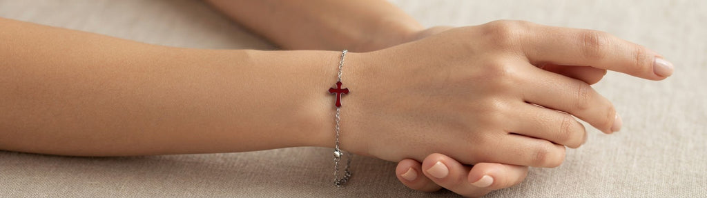Cross Bracelet Stainless Steel Gold Silver Tone Colored - Angelique Boutique