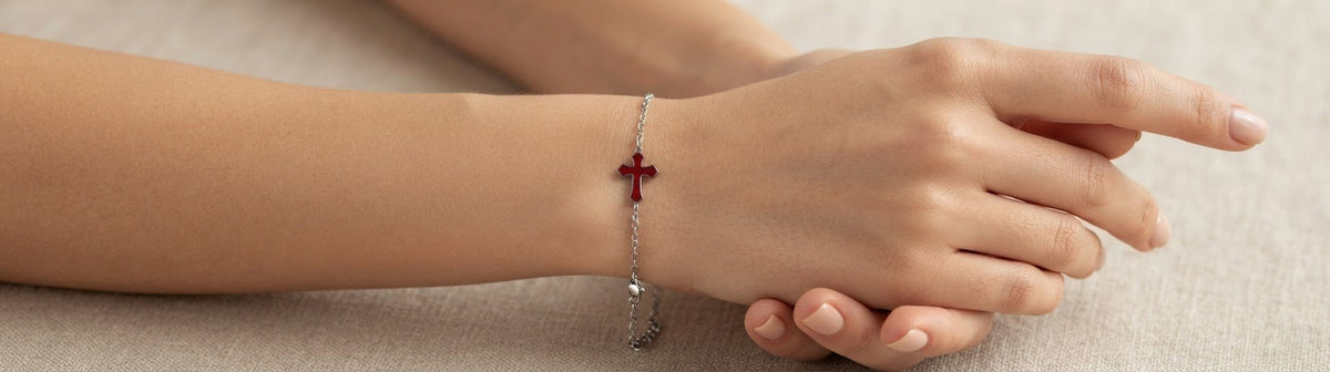 Cross Bracelet Stainless Steel Gold Silver Tone Colored - Angelique Boutique