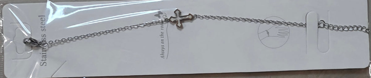 Cross Bracelet Stainless Steel Gold Silver Tone Colored - Angelique Boutique