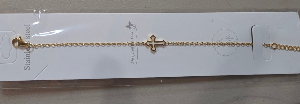 Cross Bracelet Stainless Steel Gold Silver Tone Colored - Angelique Boutique
