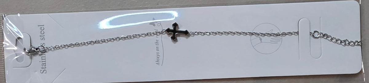 Cross Bracelet Stainless Steel Gold Silver Tone Colored - Angelique Boutique