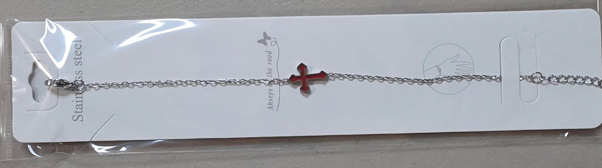 Cross Bracelet Stainless Steel Gold Silver Tone Colored - Angelique Boutique