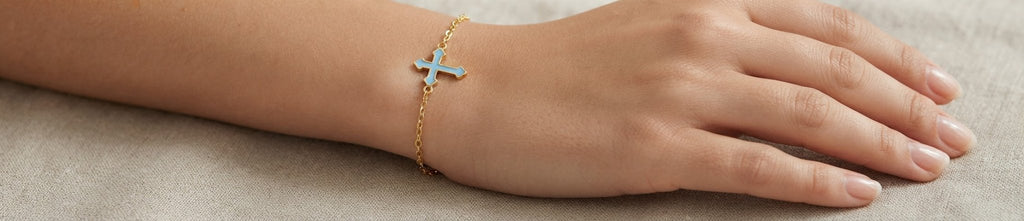 Cross Bracelet Stainless Steel Gold Silver Tone Colored - Angelique Boutique