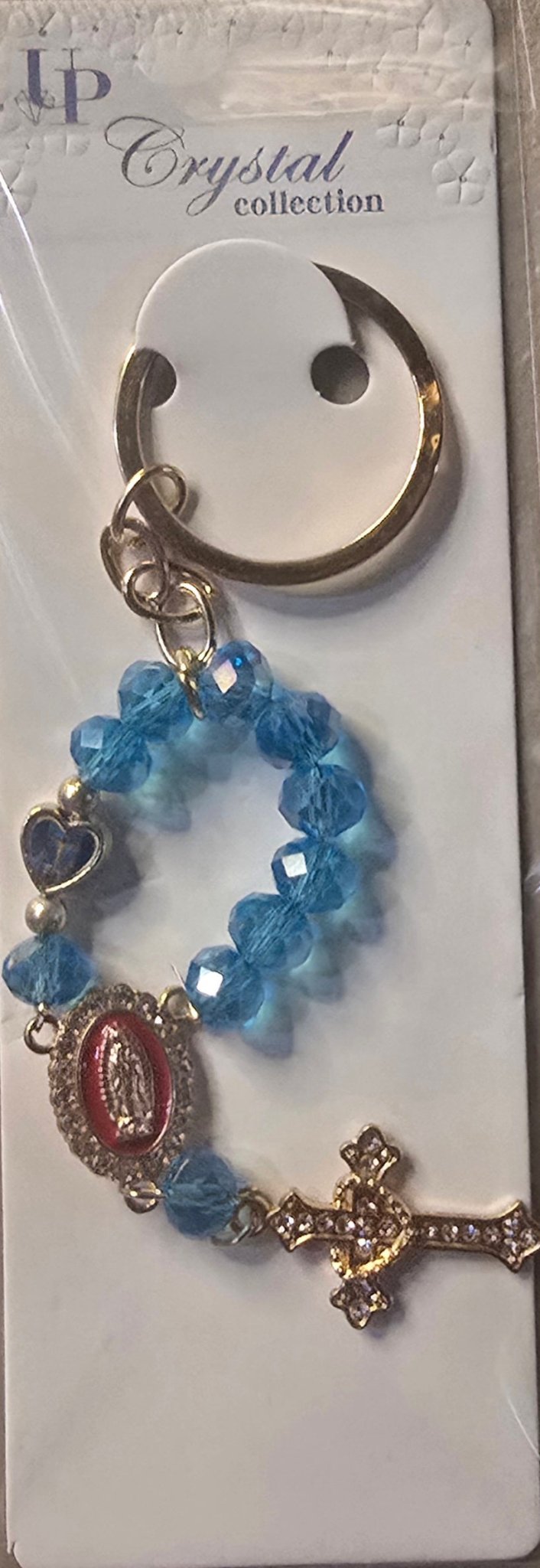 Crystal Rosary Keychain with Guadalupe Medal – 6 Colors - Angelique Boutique