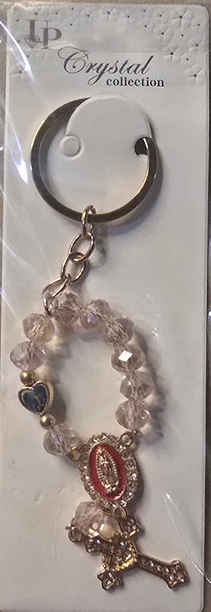 Crystal Rosary Keychain with Guadalupe Medal – 6 Colors - Angelique Boutique