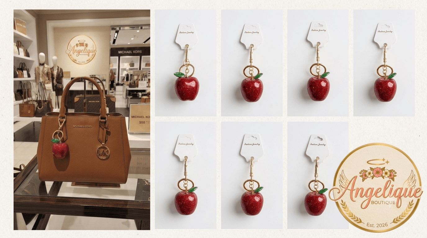 Cute Fruit Keychain – Strawberry & Cherries Charm - Angelique Boutique