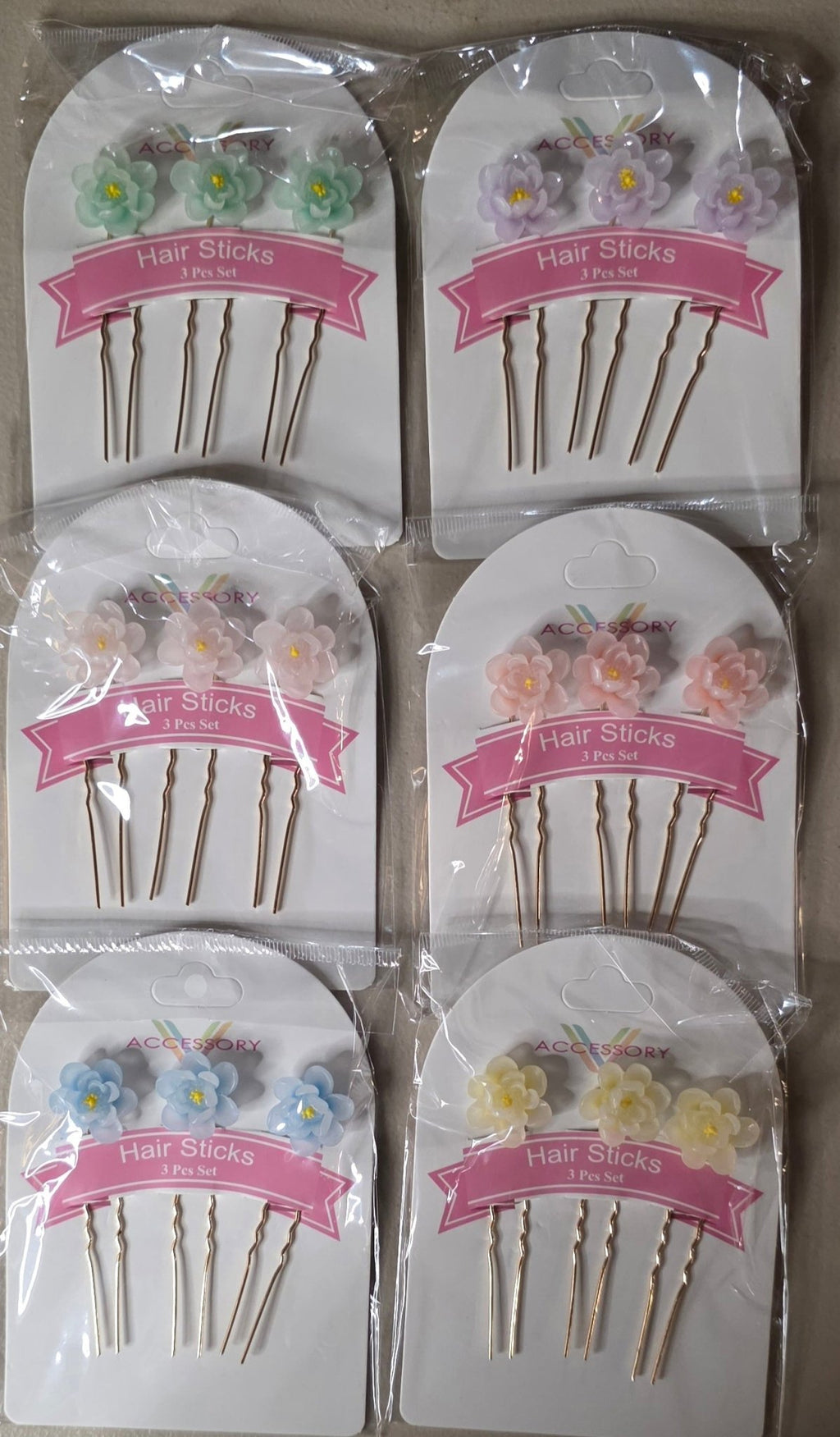 Decorative Hair Sticks | Green, Blue, White, Purple, Pink & Yellow - Angelique Boutique