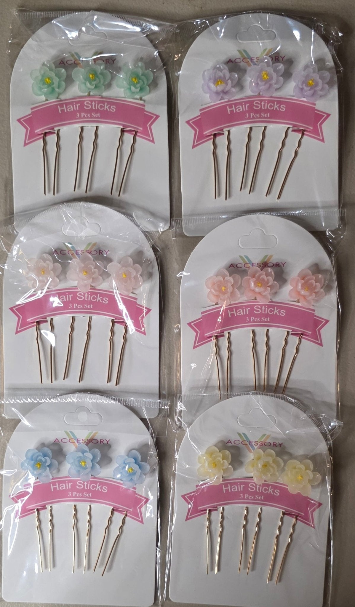 Decorative Hair Sticks | Green, Blue, White, Purple, Pink & Yellow - Angelique Boutique