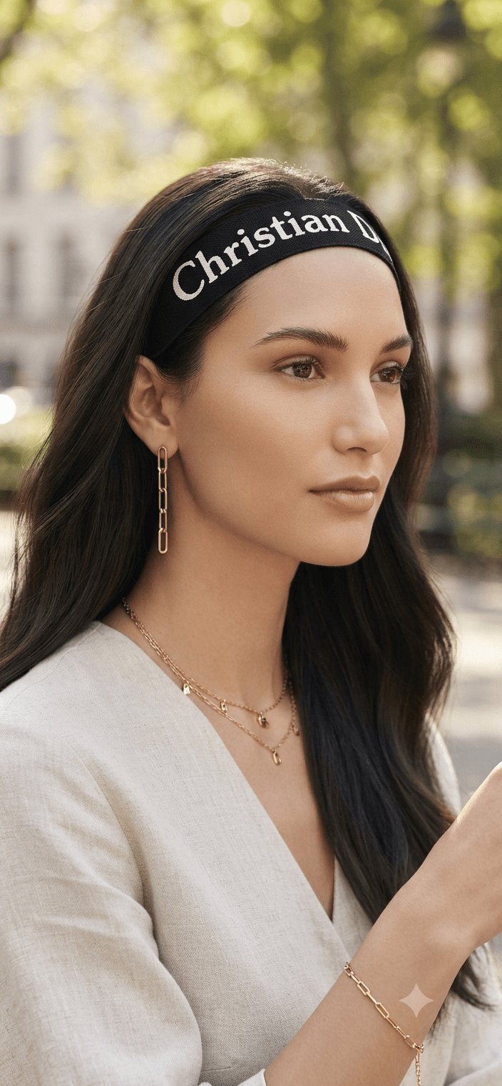 Designer-Inspired Logo Hair Bandana for Women - Angelique Boutique