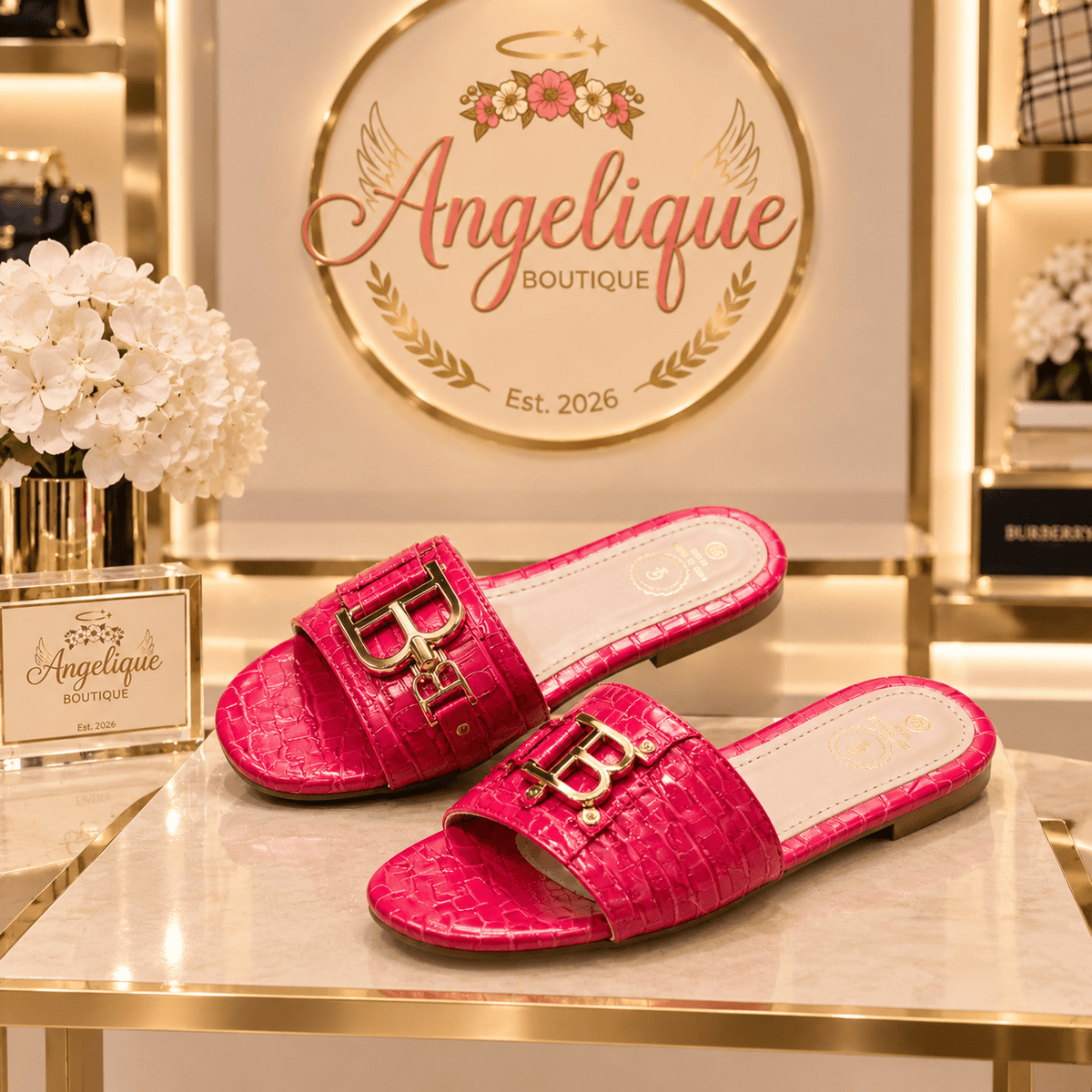 Designer-Inspired Plaid Slide Sandals for Women - Angelique Boutique