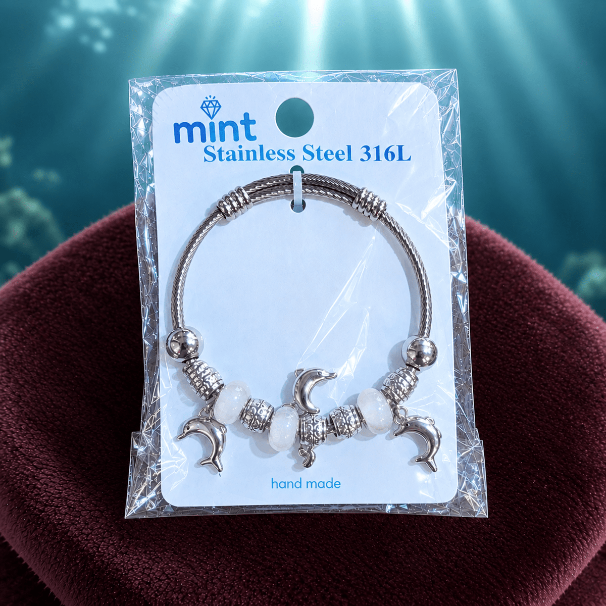 Dolphin Charm Bead Bracelet – Pandora Style Stainless Steel - Angelique Boutique