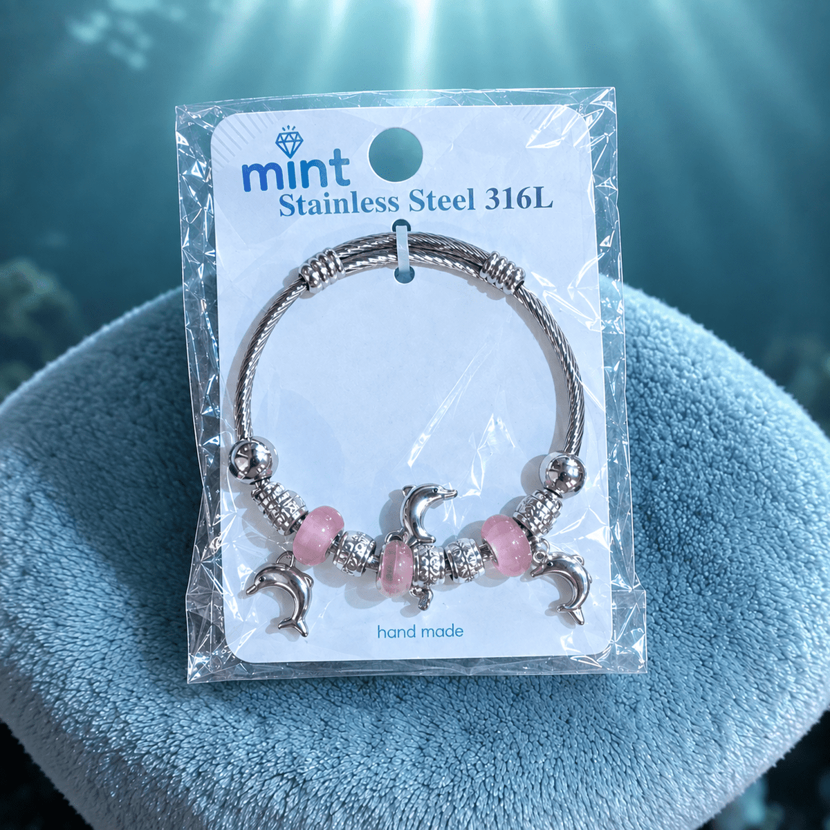Dolphin Charm Bead Bracelet – Pandora Style Stainless Steel - Angelique Boutique