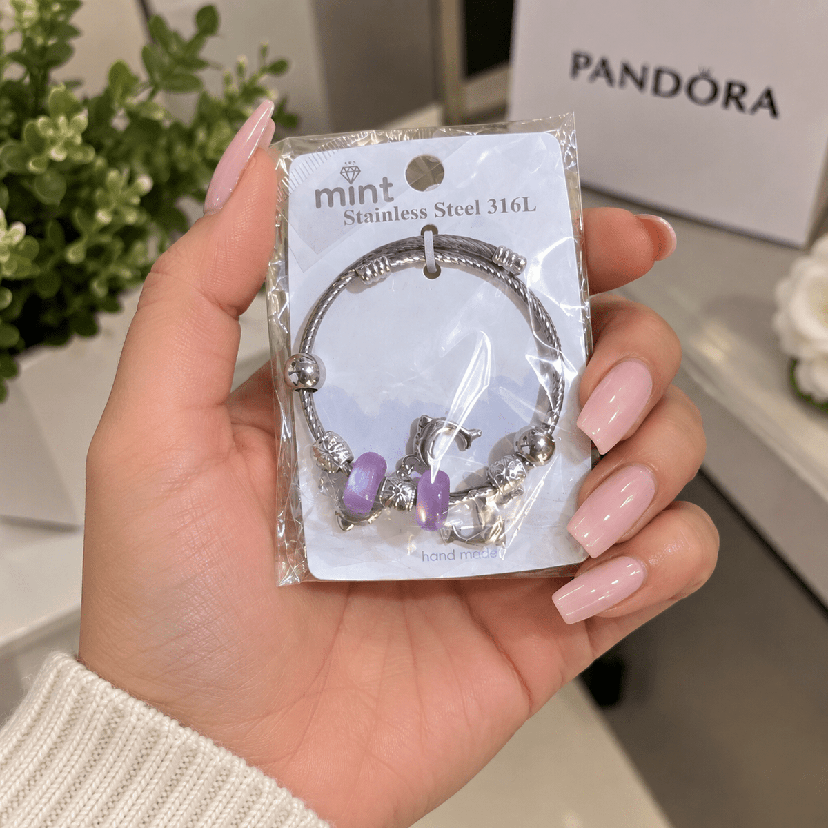Dolphin Charm Bead Bracelet – Pandora Style Stainless Steel - Angelique Boutique