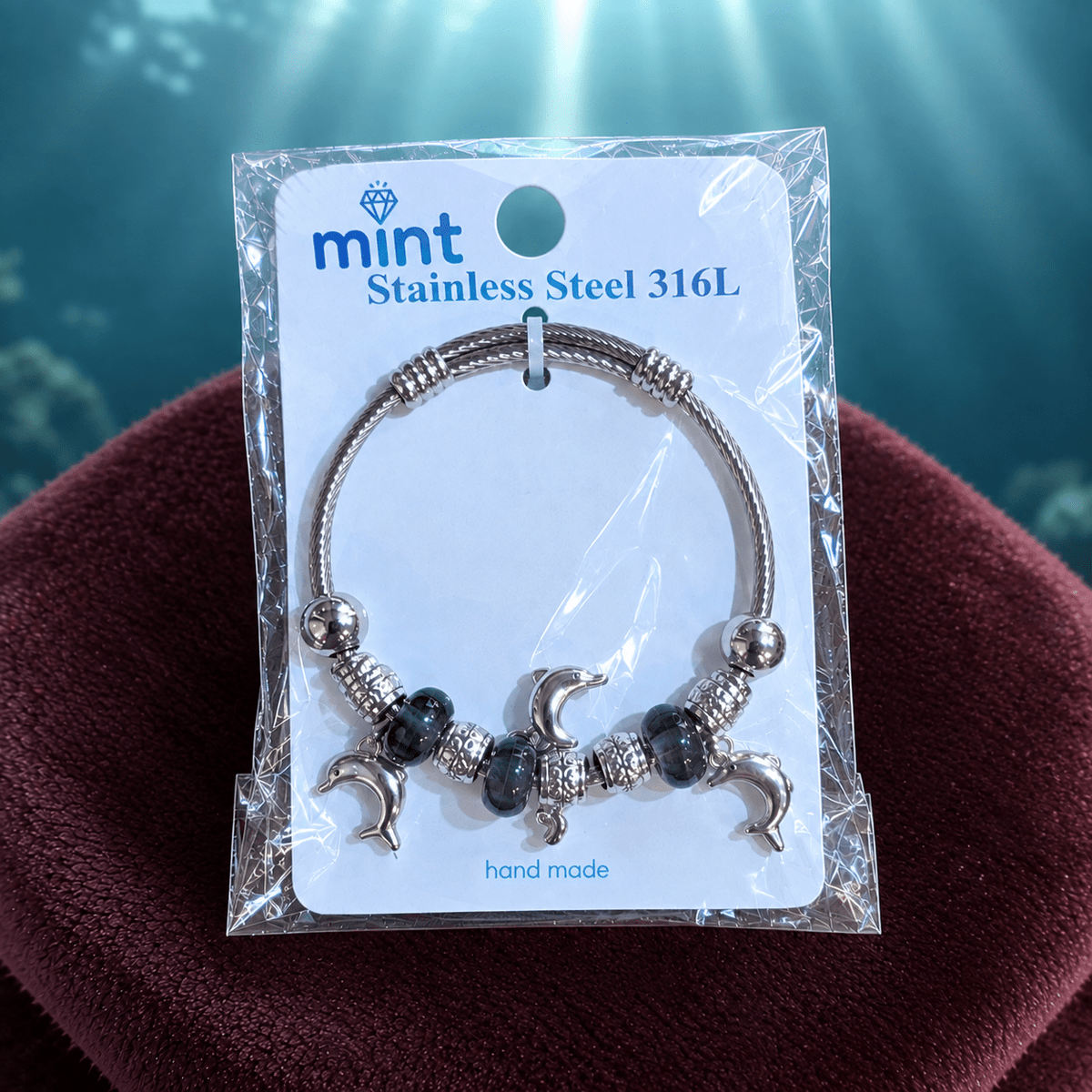 Dolphin Charm Bead Bracelet – Pandora Style Stainless Steel - Angelique Boutique