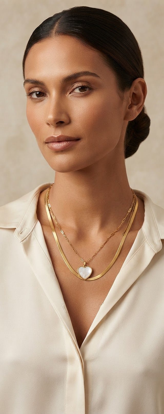 Double Chain Colored Heart Necklace Stainless Steel - Angelique Boutique