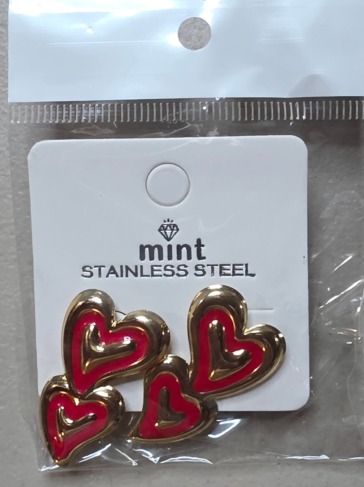 Double Heart Stainless Steel Earrings – Colorful Enamel Studs - Angelique Boutique