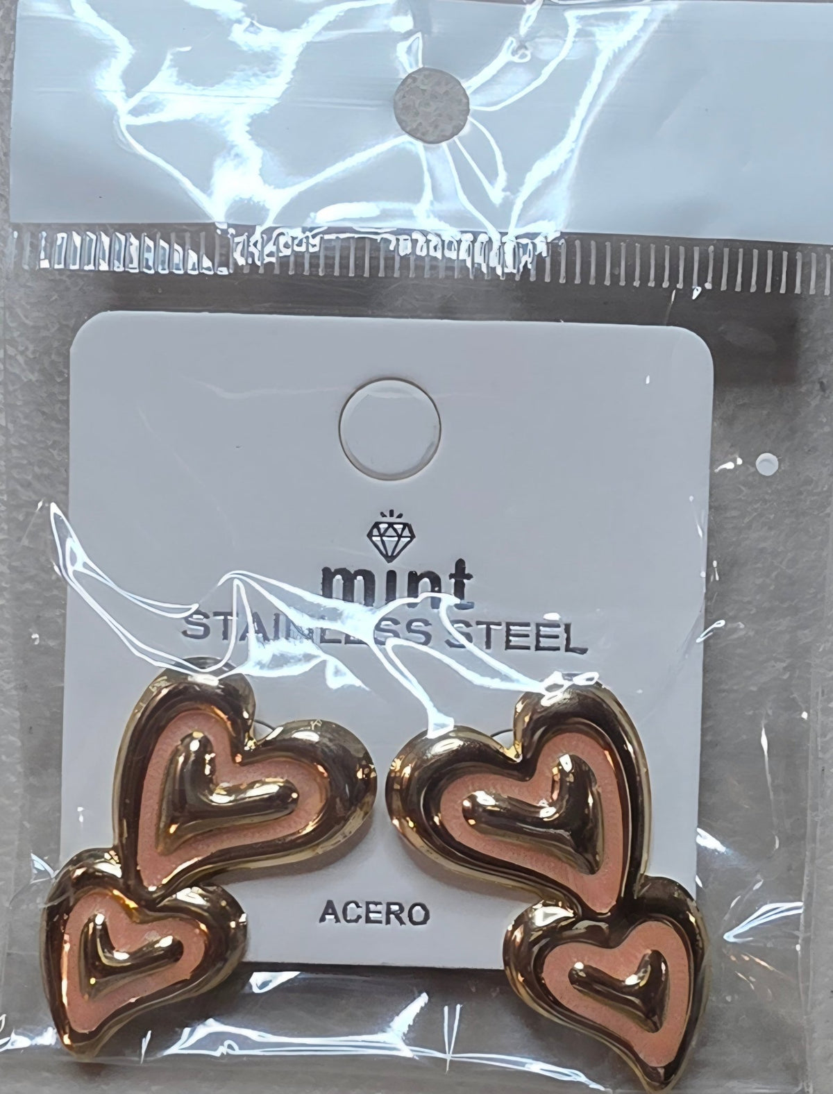 Double Heart Stainless Steel Earrings – Colorful Enamel Studs - Angelique Boutique